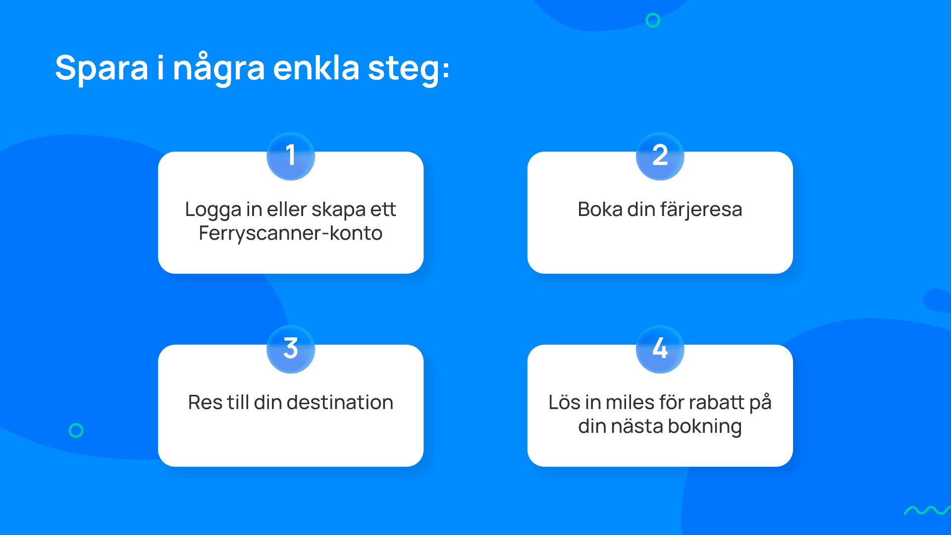 Steg-för-steg-guide som visar hur du tjänar och använder Ferryscanner Miles från konto till bokning