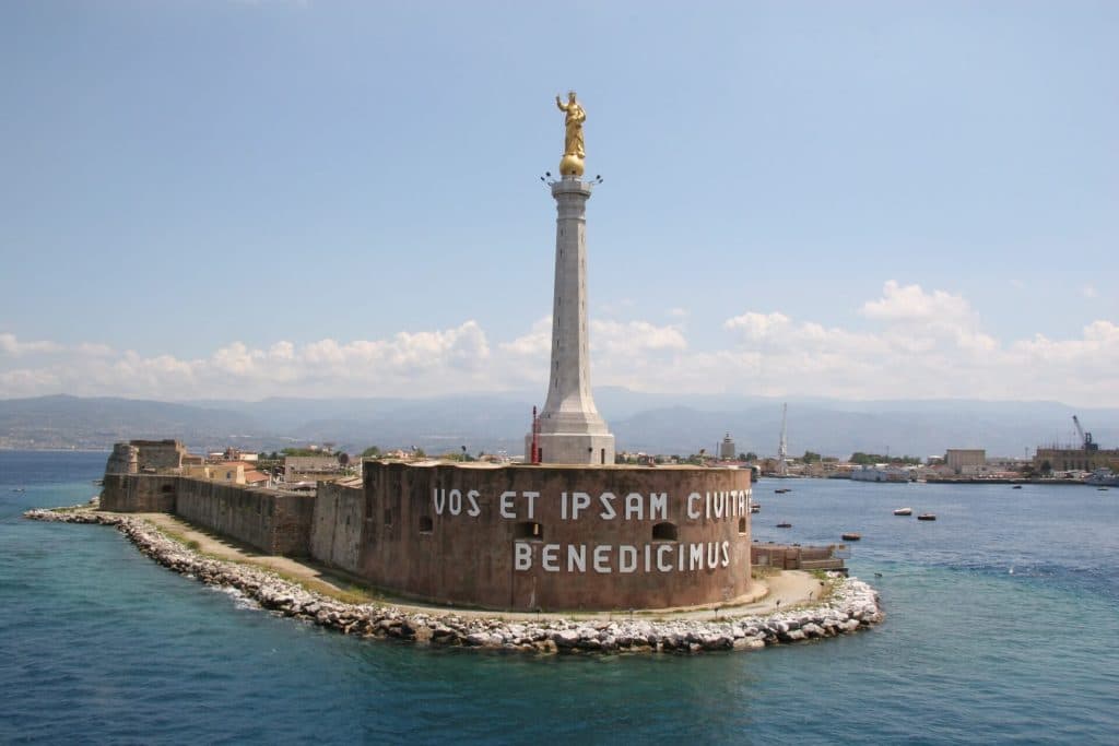 An aerial view of the La Madonnina del Porto monument.