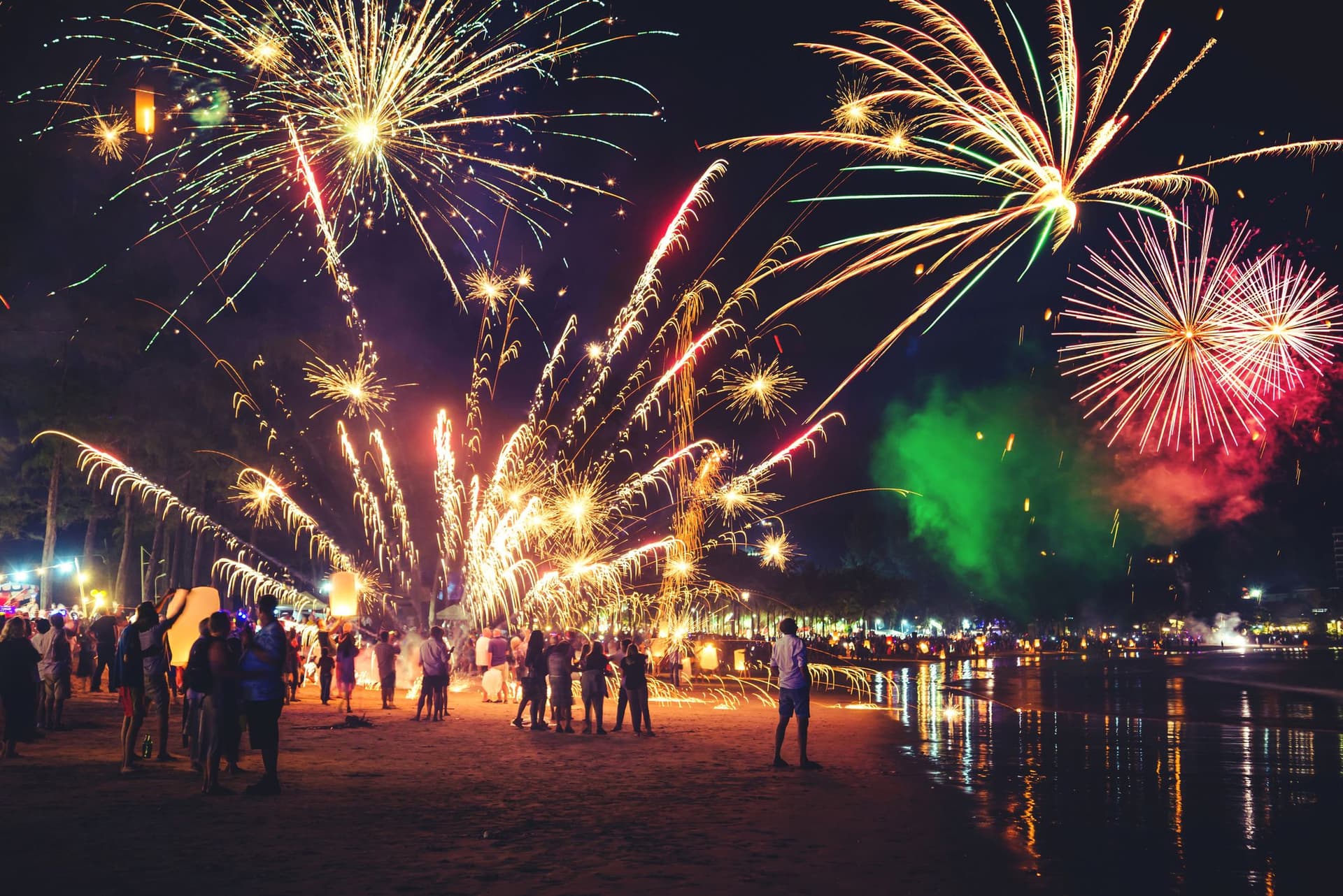 Fireworks greet the New Year in Phuket, Thailand.