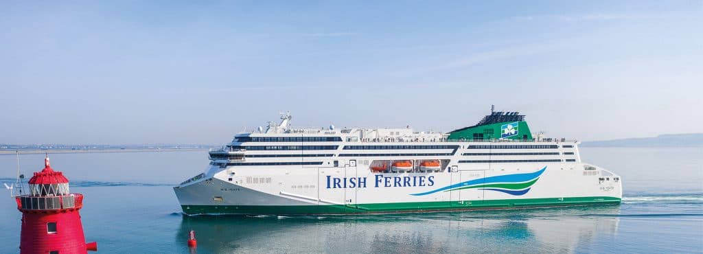 The Irish Ferries WB Yeats pulling into a port.